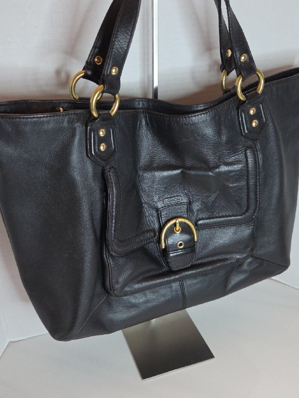 Coach Campbell Belle Carryall Shoulder Black Leather Bag - Style F24683 - Picture 2 of 12